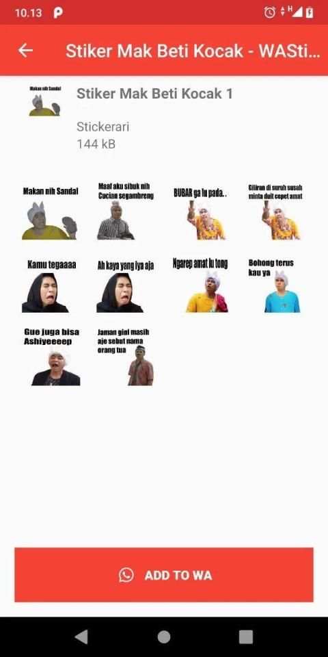 Stiker Mak Beti Kocak - WAstickerApp screenshot 1