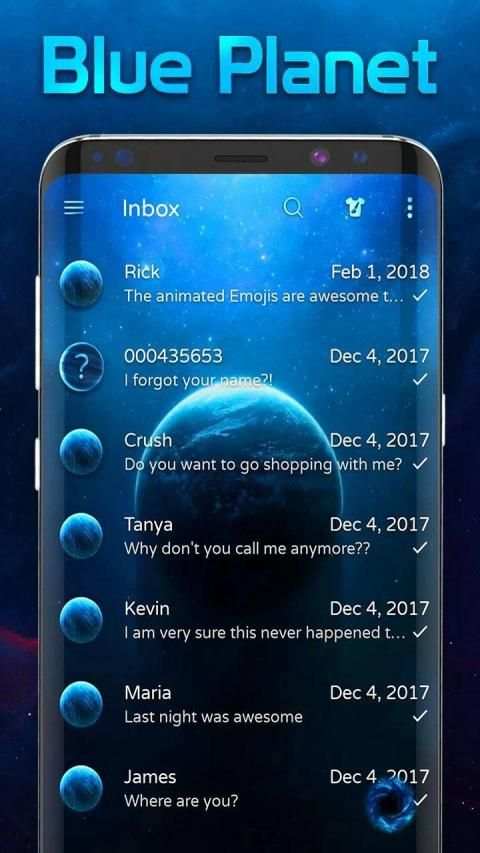 Blue Planet Messenger SMS theme screenshot 3