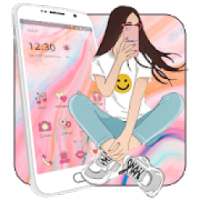 Cool Attractive Selfie Girl Theme