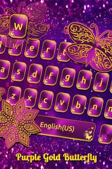 Purple Gold Butterfly Keyboard screenshot 2