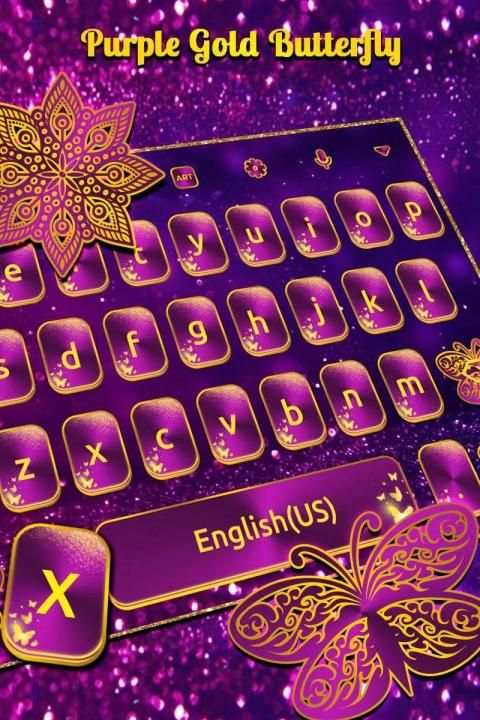 Purple Gold Butterfly Keyboard screenshot 3