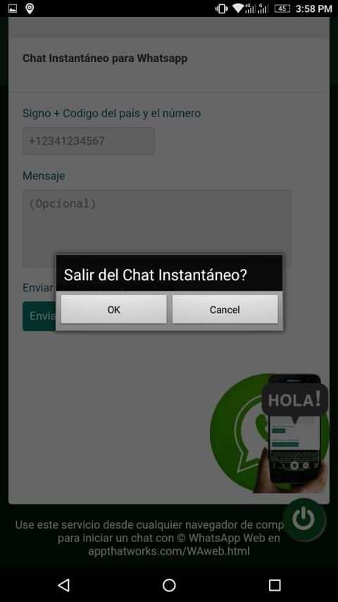 Instant Chat for Whatsapp No Contacts en Español screenshot 1