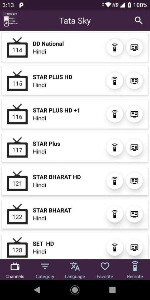 Tata sky sale guide list