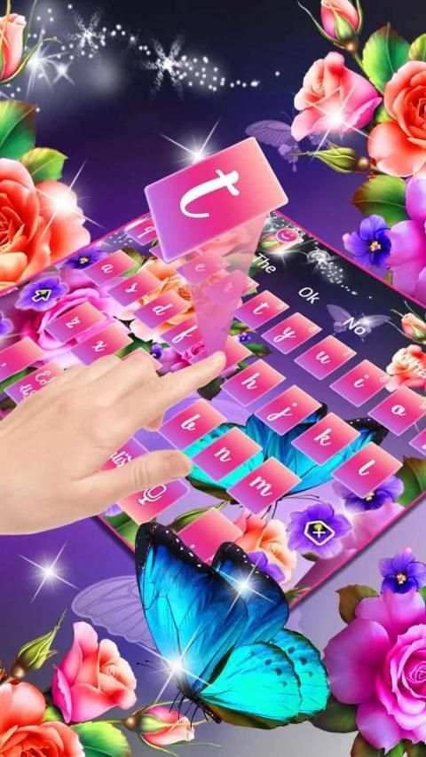 Florescent Shiny Rose Keyboard Theme स्क्रीनशॉट 2