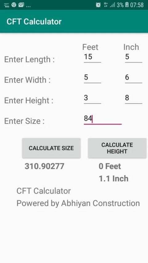 CFT Calculator स्क्रीनशॉट 2