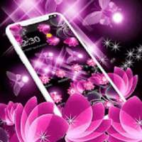 Neon Pink Black Butterfly Flower Theme on 9Apps