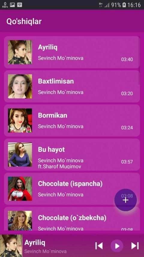 Sevinch Mo`minova qo'shiqlari screenshot 2