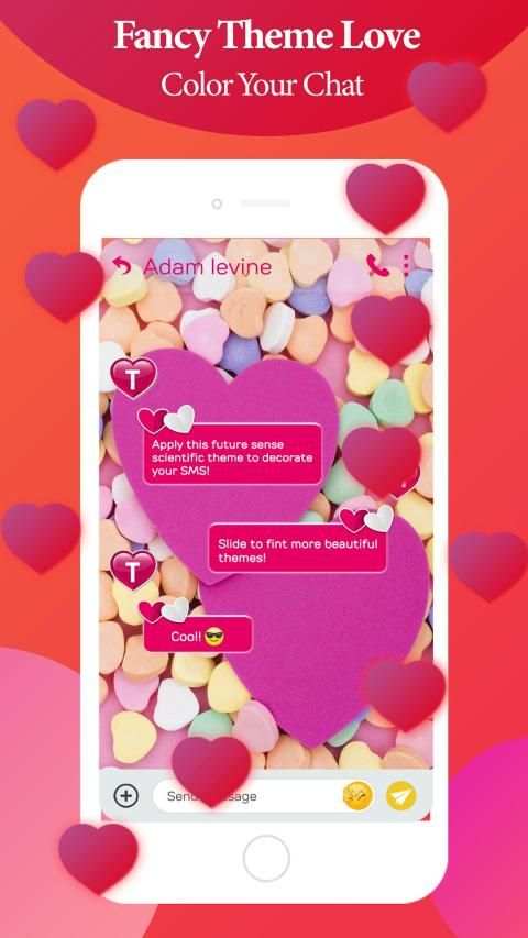 Messenger SMS - Color Love Theme SMS screenshot 3
