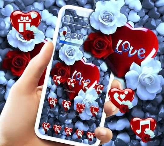 Beautiful Red Stone Heart Love Theme screenshot 4