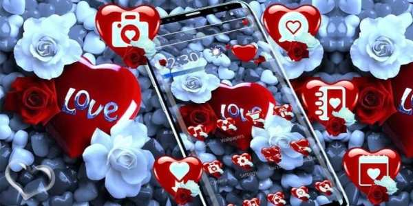 Beautiful Red Stone Heart Love Theme screenshot 1