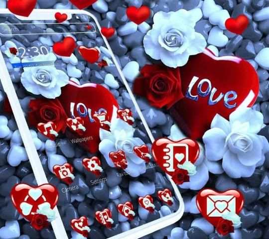 Beautiful Red Stone Heart Love Theme screenshot 3