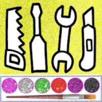Glitter Construction Tools coloring and drawing on 9Apps