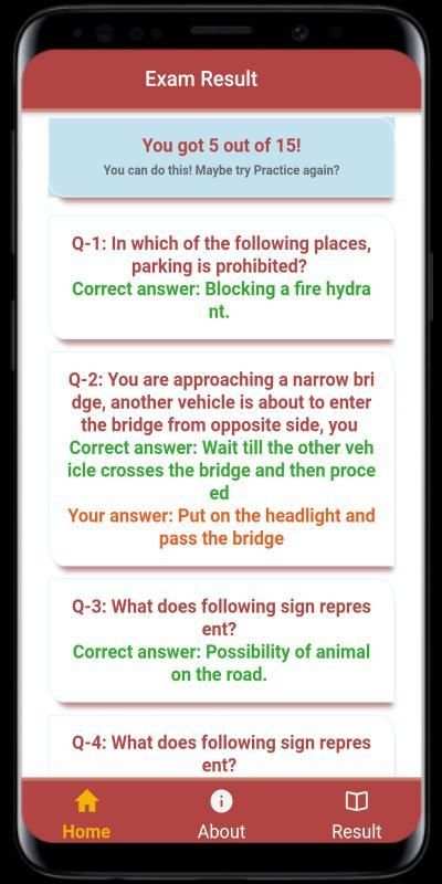 RTO Exam - Driving Licence Test स्क्रीनशॉट 1