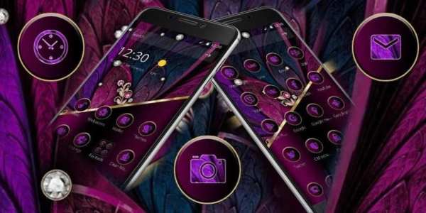 Tema Logam Bulu Ungu Gelap screenshot 1