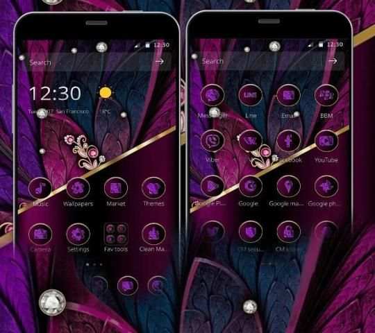 Tema Logam Bulu Ungu Gelap screenshot 4