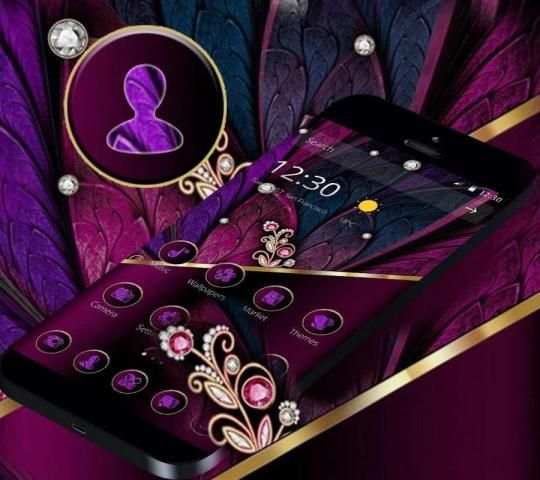 Tema Logam Bulu Ungu Gelap screenshot 2