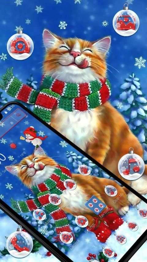 Snow Scarf Christmas Cat Theme screenshot 4
