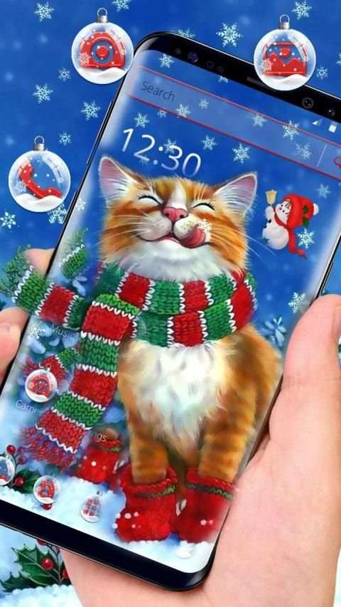 Snow Scarf Christmas Cat Theme screenshot 3
