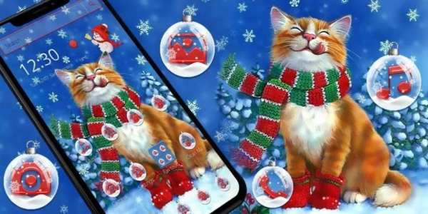 Snow Scarf Christmas Cat Theme screenshot 1