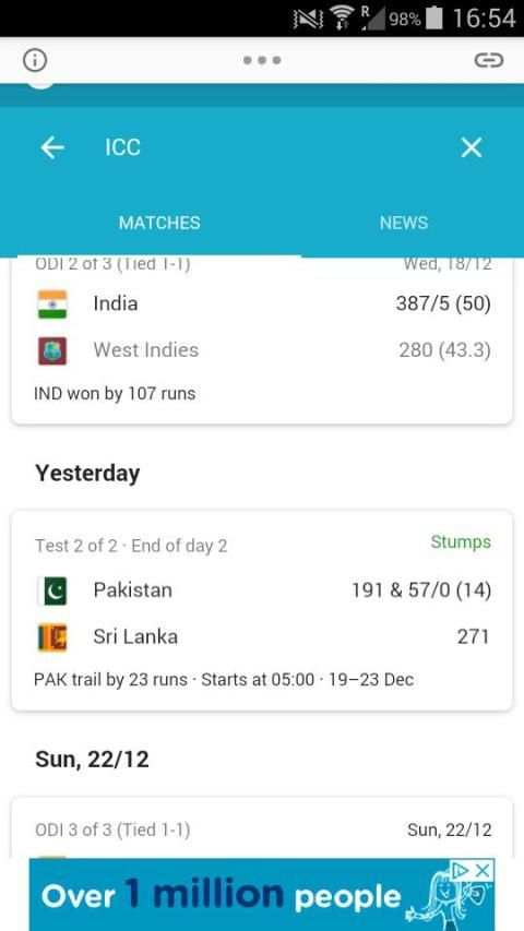 Live Cricket Score 2 screenshot 1