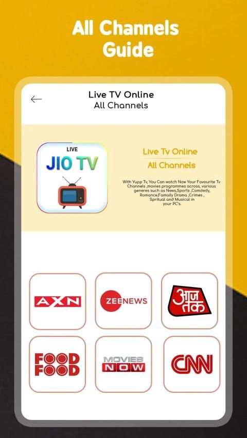 Live Jio TV 4K HD Channel Guide स्क्रीनशॉट 1