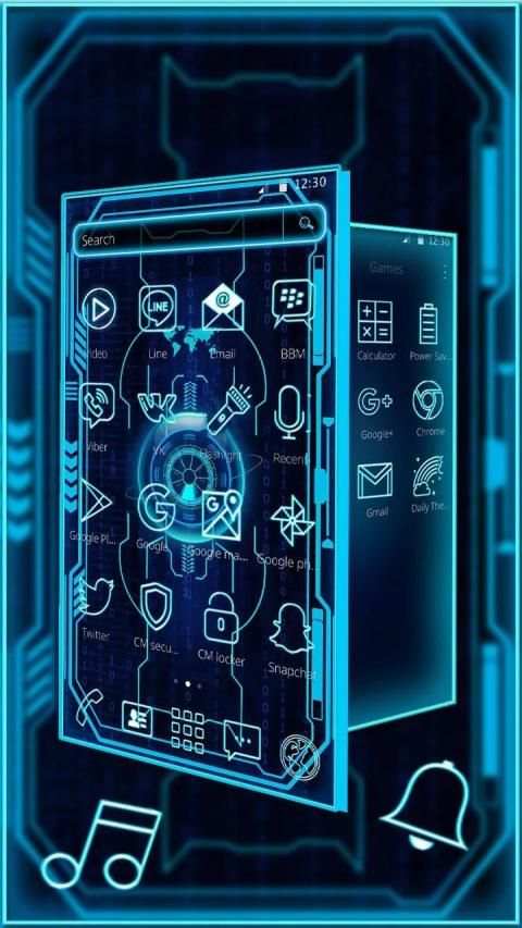 Blue Neon Hi Tech Theme स्क्रीनशॉट 3