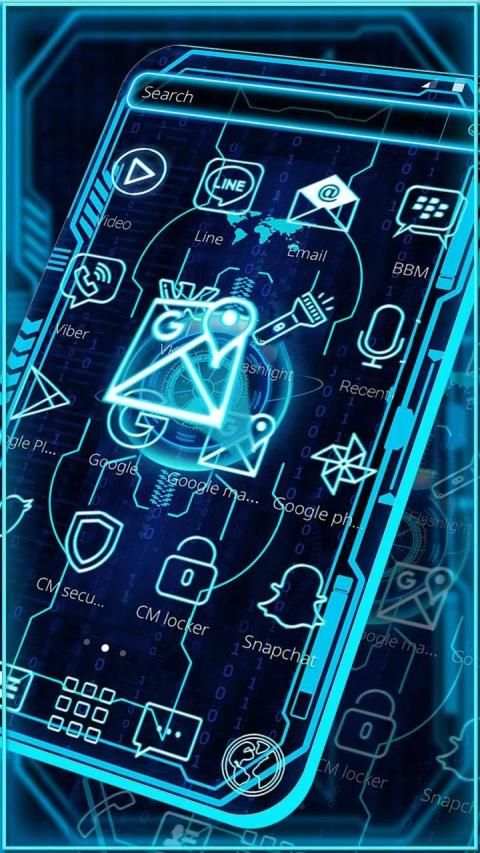 Blue Neon Hi Tech Theme स्क्रीनशॉट 2