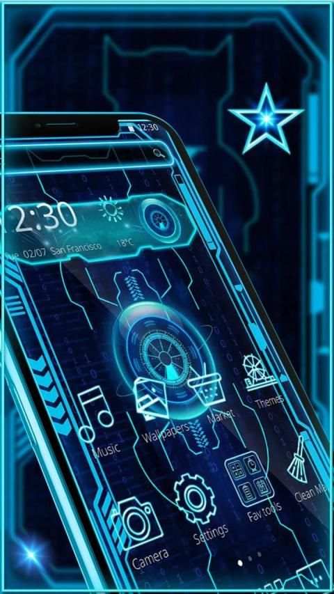 Blue Neon Hi Tech Theme स्क्रीनशॉट 4