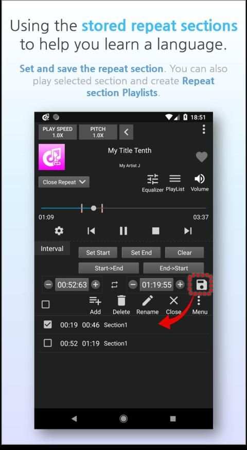 Music Player(AB Repeater) स्क्रीनशॉट 1