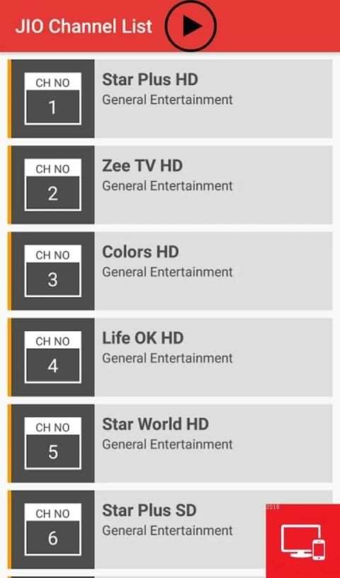 Jio TV Channel List स्क्रीनशॉट 2