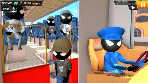 बस चालन सिम्युलेटर Stickman Bus Driving Simulator स्क्रीनशॉट 3
