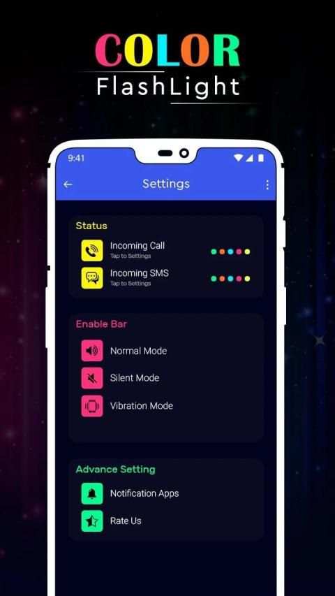 Color Flashlight : Torch LED Flash On Call & SMS screenshot 5
