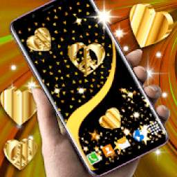 Golden Hearts Live Wallpaper * Best Gold Themes