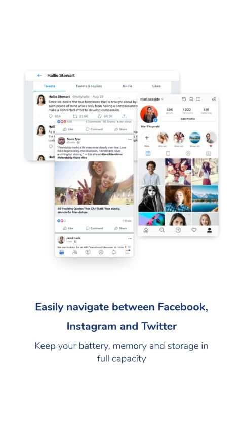 Social One - Facebook, Instagram & Twitter स्क्रीनशॉट 1