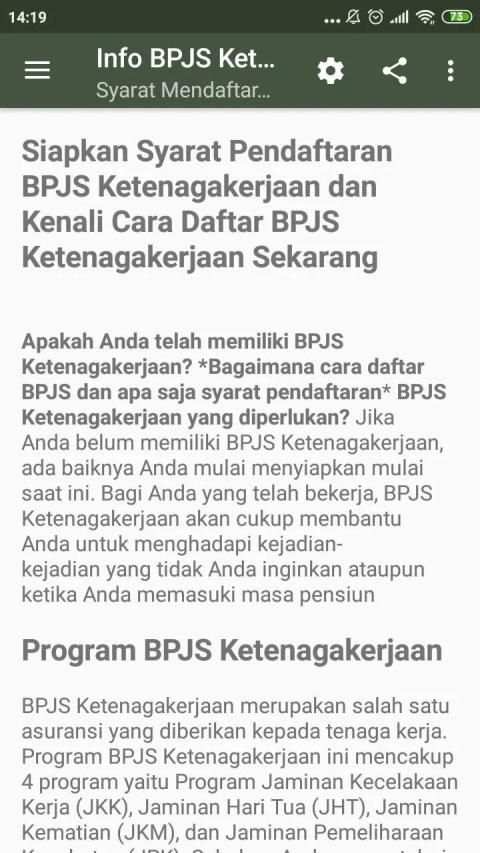 Info BPJS Ketenagakerjaan (Unofficial) скриншот 2