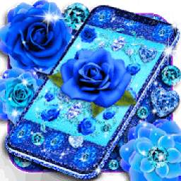 Royal blue diamonds and roses live wallpaper