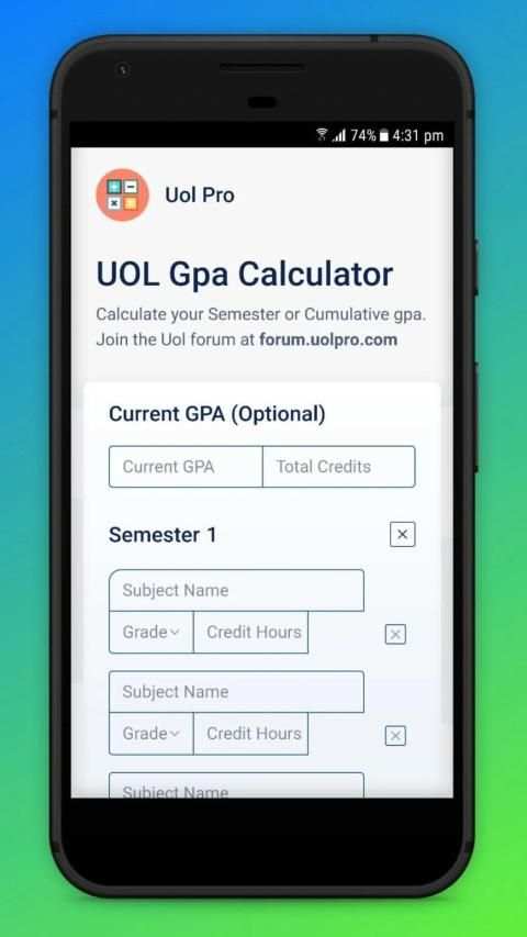 Uol gpa calculator screenshot 3