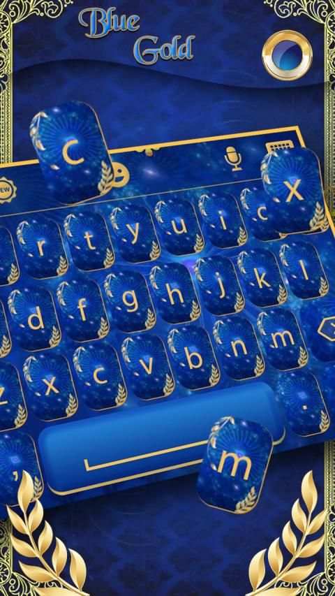 Blue Gold keyboard Theme स्क्रीनशॉट 3