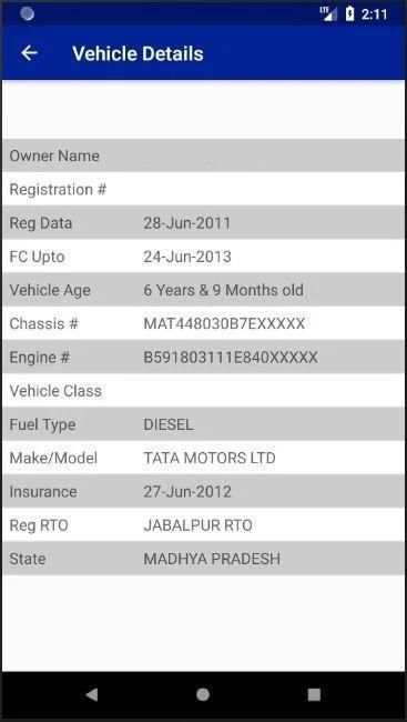 MP RTO Vehicle Owner Details screenshot 1