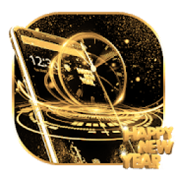 ikon Golden Clock Happy New Year Theme