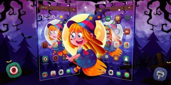 Tema Halloween Night Moon Girl screenshot 1