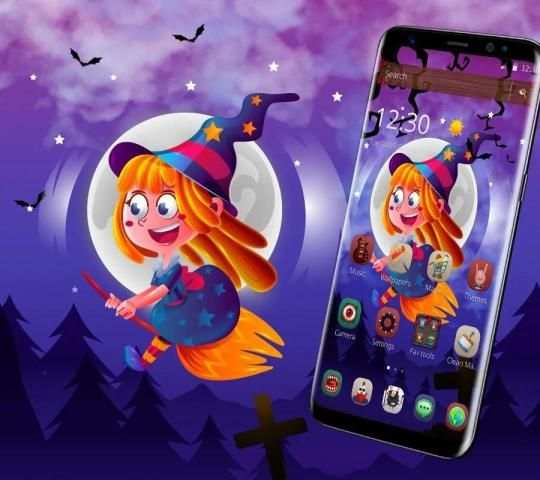 Tema Halloween Night Moon Girl screenshot 4