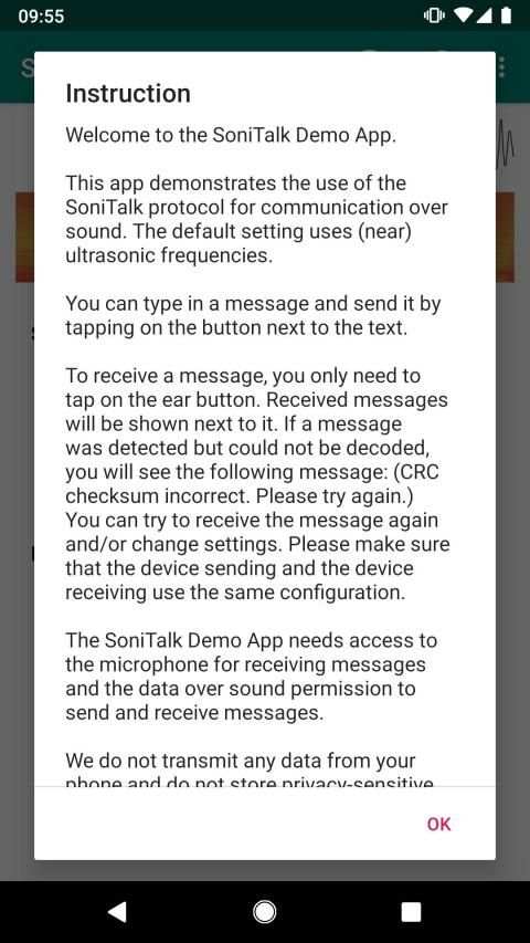 SoniTalk - Exchange Data Over Sound स्क्रीनशॉट 2