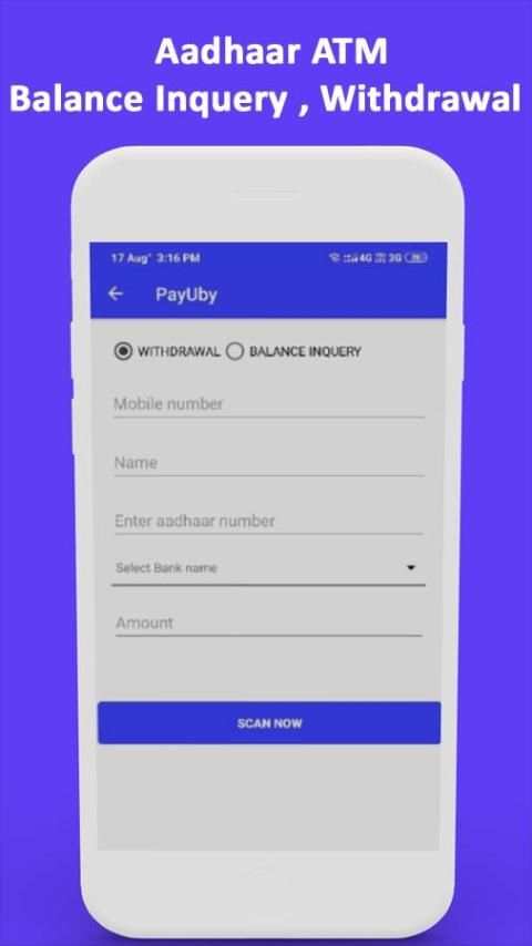 PayUby Aadhaar ATM MoneyTransfer Mobile Recharge screenshot 4