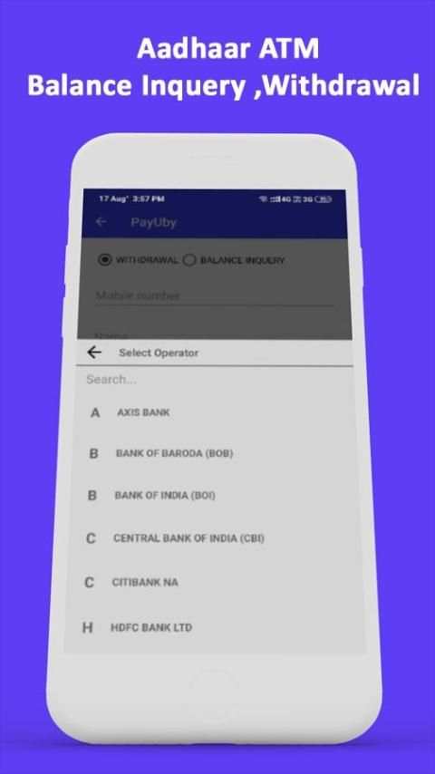 PayUby Aadhaar ATM MoneyTransfer Mobile Recharge screenshot 3