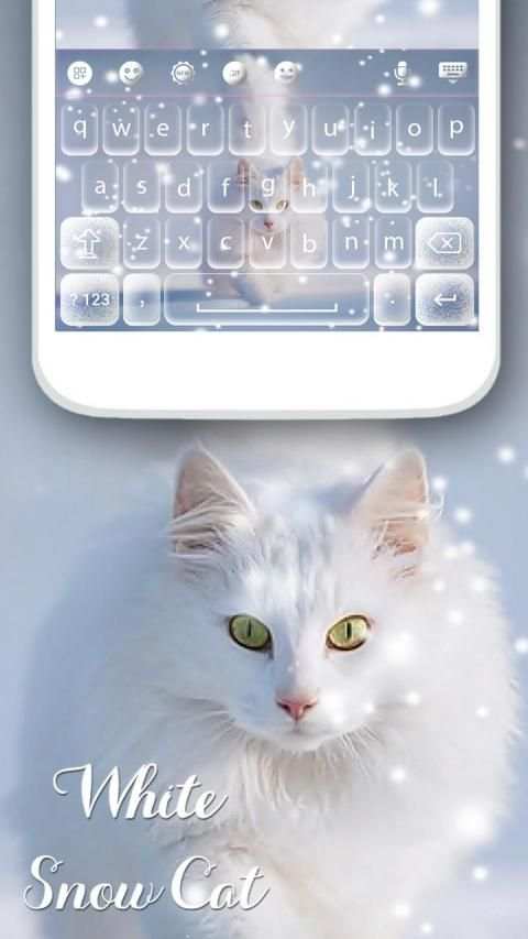 White Snow Cat keyboard Theme स्क्रीनशॉट 3
