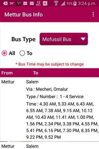 Mettur Bus Info screenshot 8