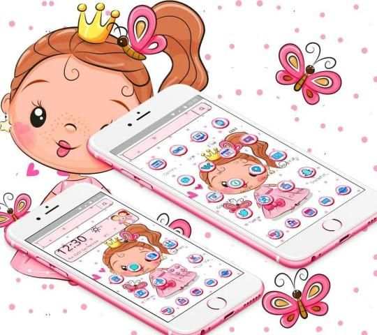 Kartun Cute Pink Princess Tema screenshot 2