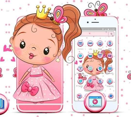 Kartun Cute Pink Princess Tema screenshot 3