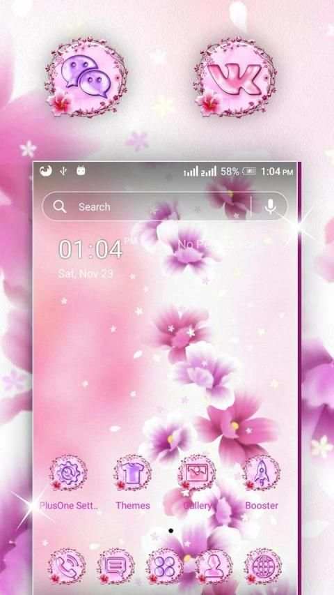 Pink Flower Launcher Theme स्क्रीनशॉट 1